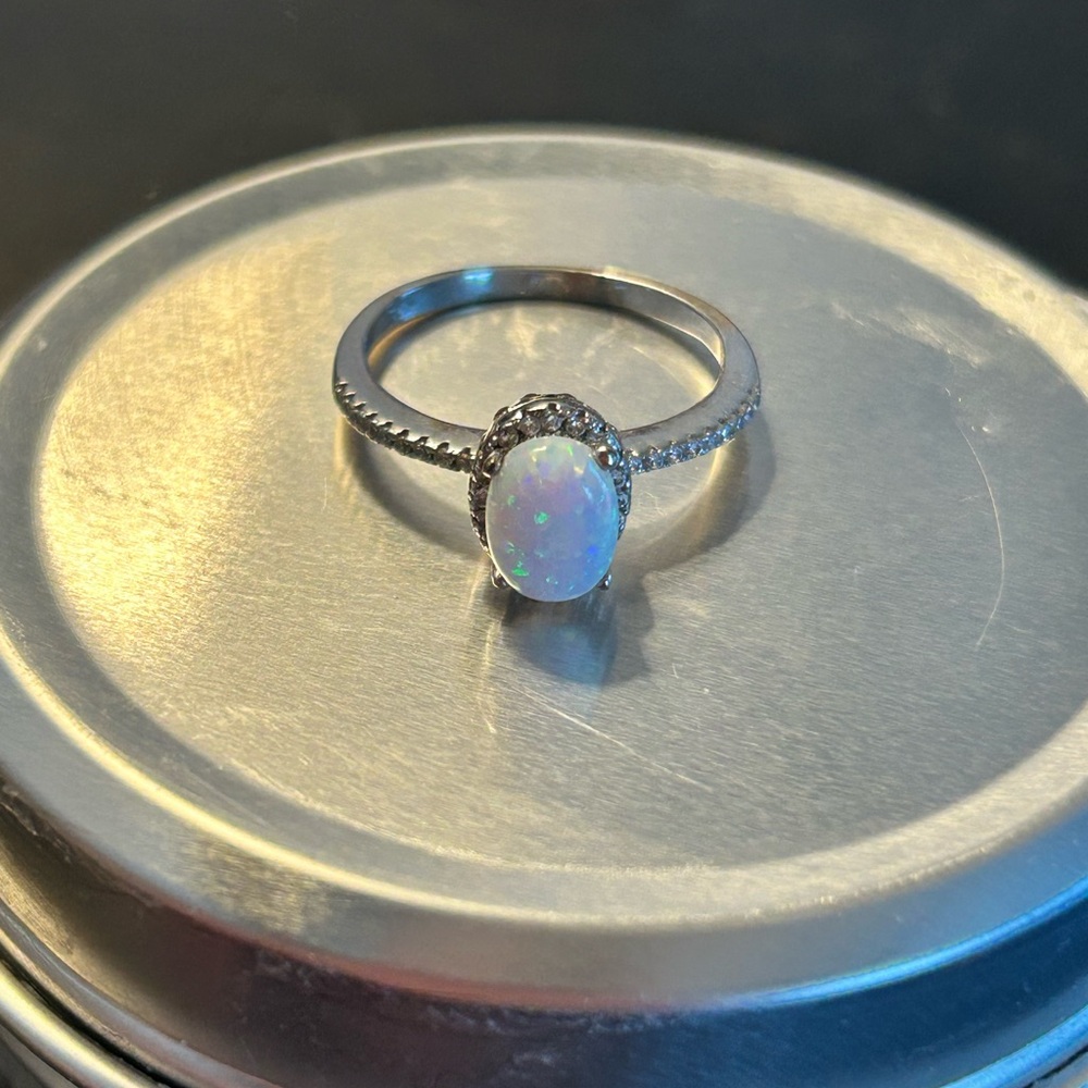 Elegant Silver Opal Ring